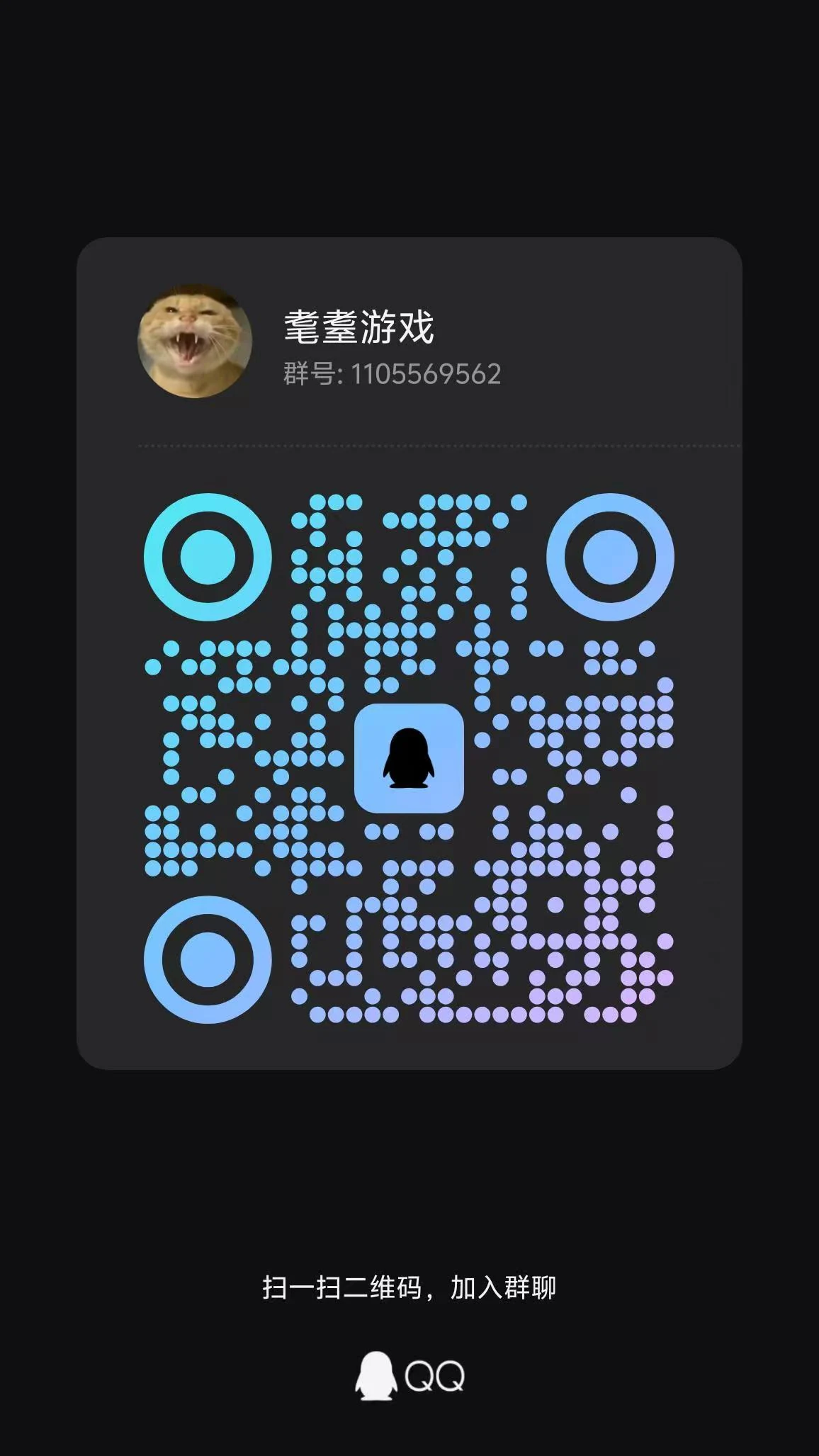 耄耋游戏QQ群二维码，群号 1105569562